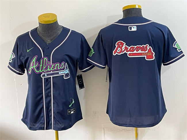 Youth Atlanta Braves Team Big Logo Navy Galaxy With Outkast Patch Vapor Limited Stitched Baseball Jersey Youth Atlanta Braves Team Big Logo Navy Galaxy With Outkast Patch Vapor Limited Stitched Baseball Jersey